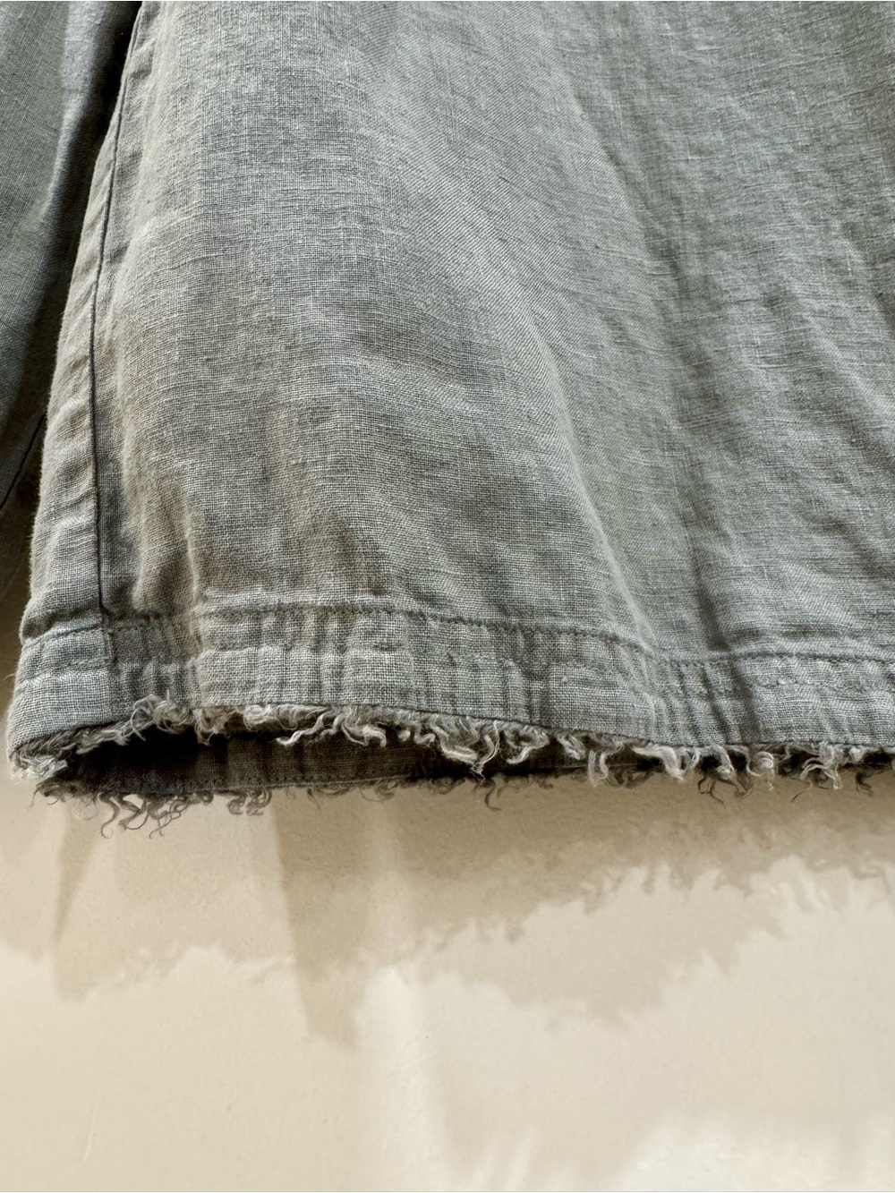 Cloth & Stone 100% Linen Wide Leg Cropped Pants Sage Gray Raw Hem Size S - Picture 4 of 8